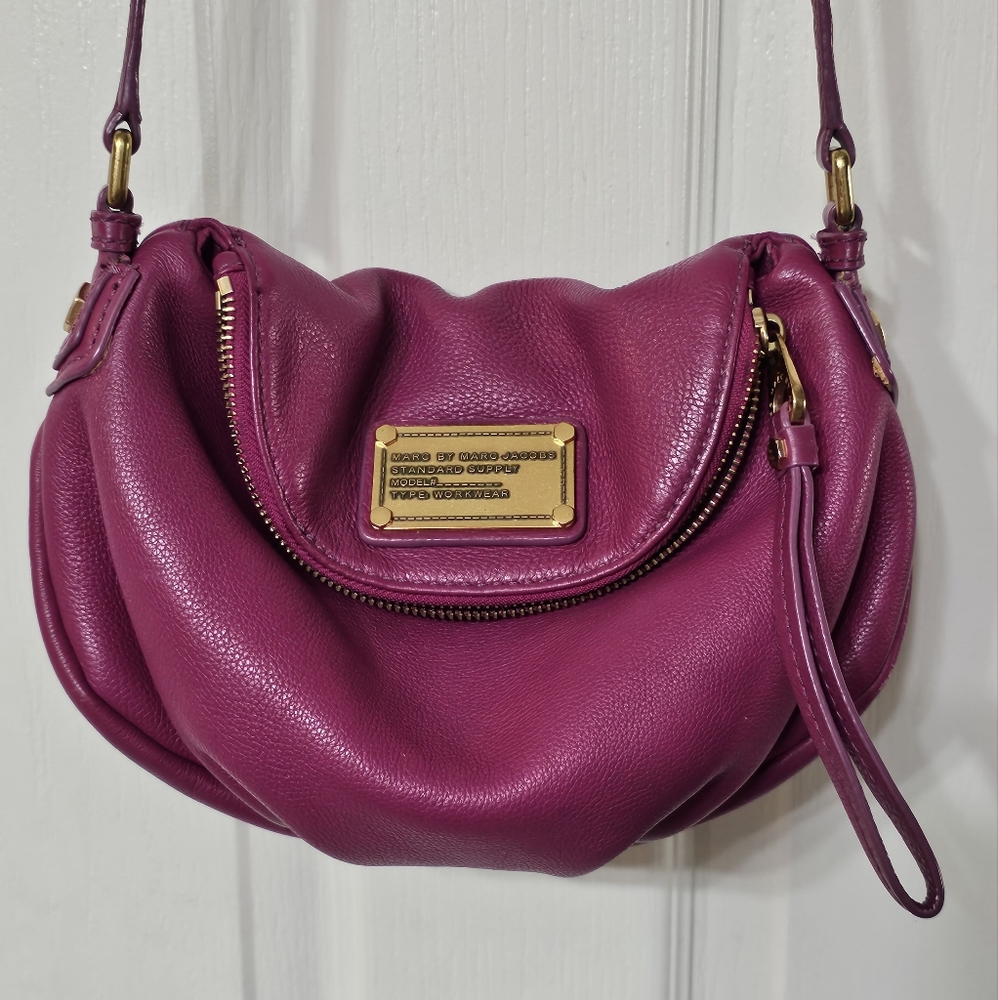 Marc by Marc Jacobs plum leather crossbody bag